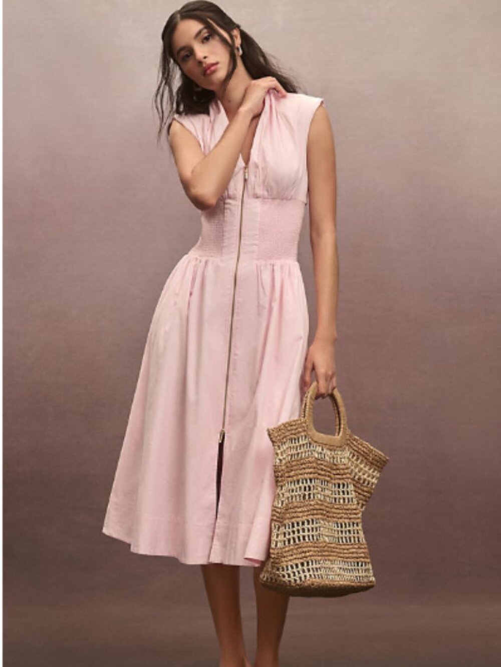 Anthropologie Pale Pink Tobie Midi Dress